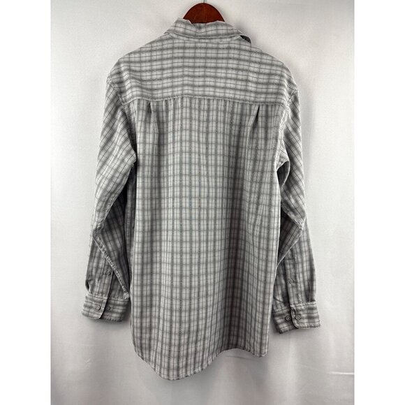 George Mens Medium Sueded Button-Up Plaid Shirt 38/40 Gray - Picture 4 of 5